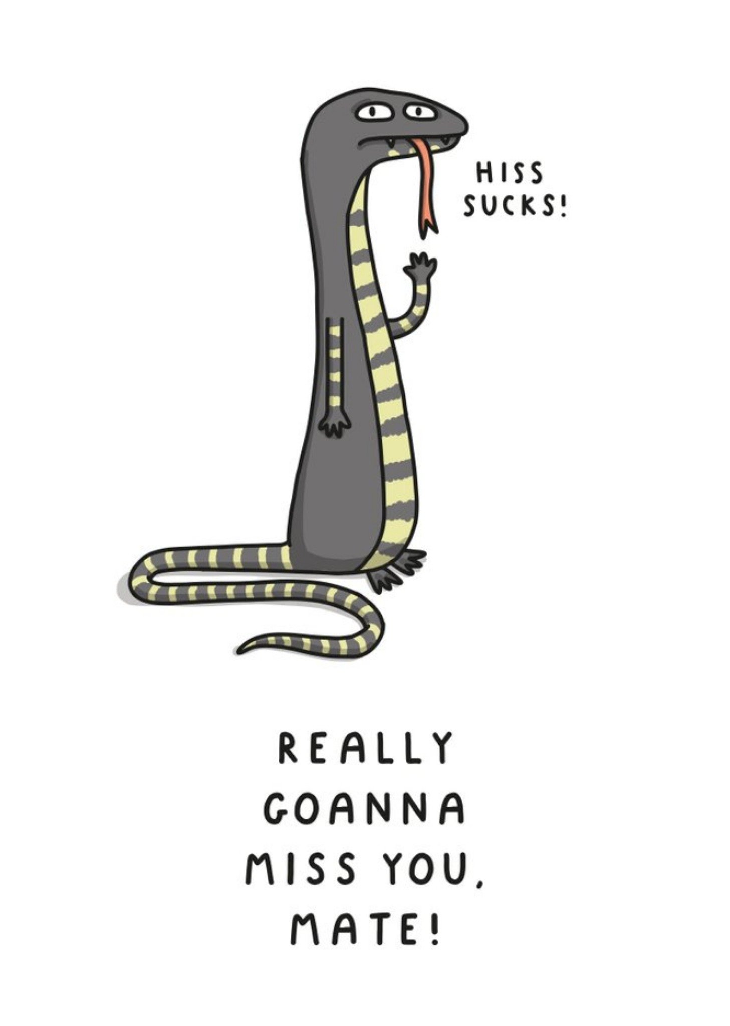 Funny Snake Goanna Miss You Leaving Card Ecard