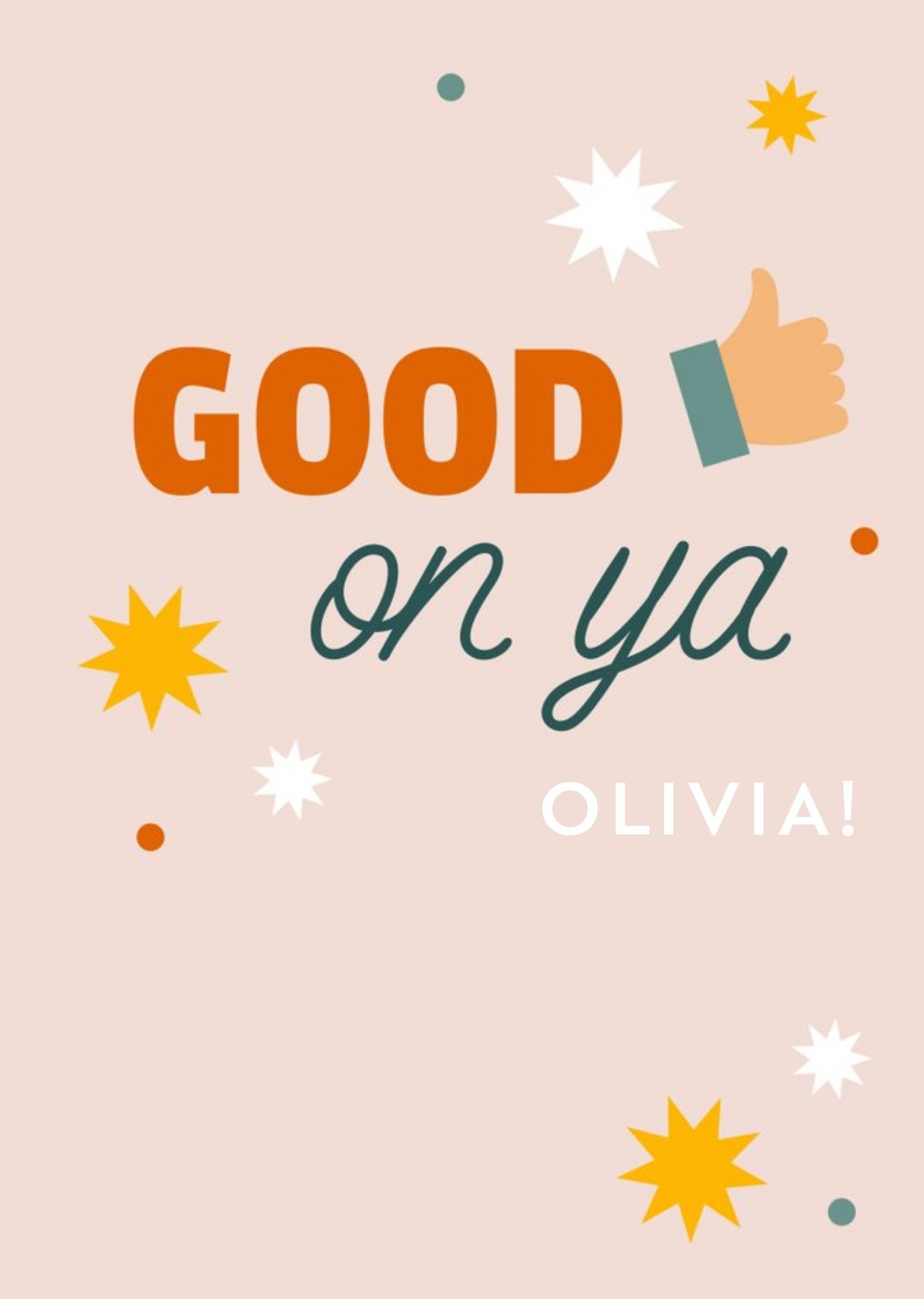 Moonpig Thumbs Up Emoji On A Cream Background Good On Ya Congratulations Card, Large