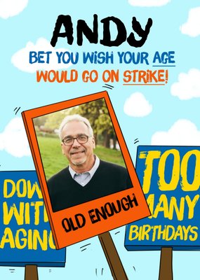 On Strike! Photo Upload Birthday Card