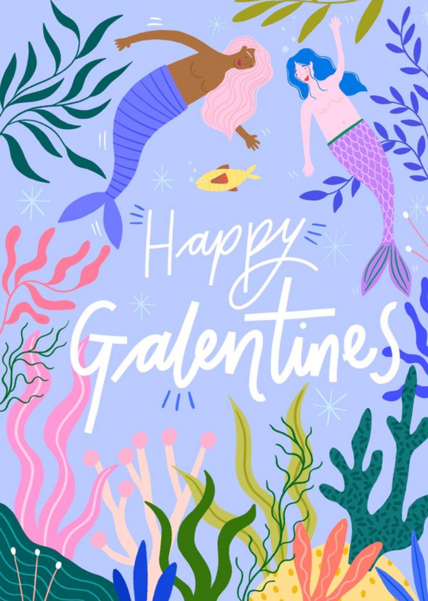Rumble Cards Happy Galentines Mermaid Illustration Card, Large