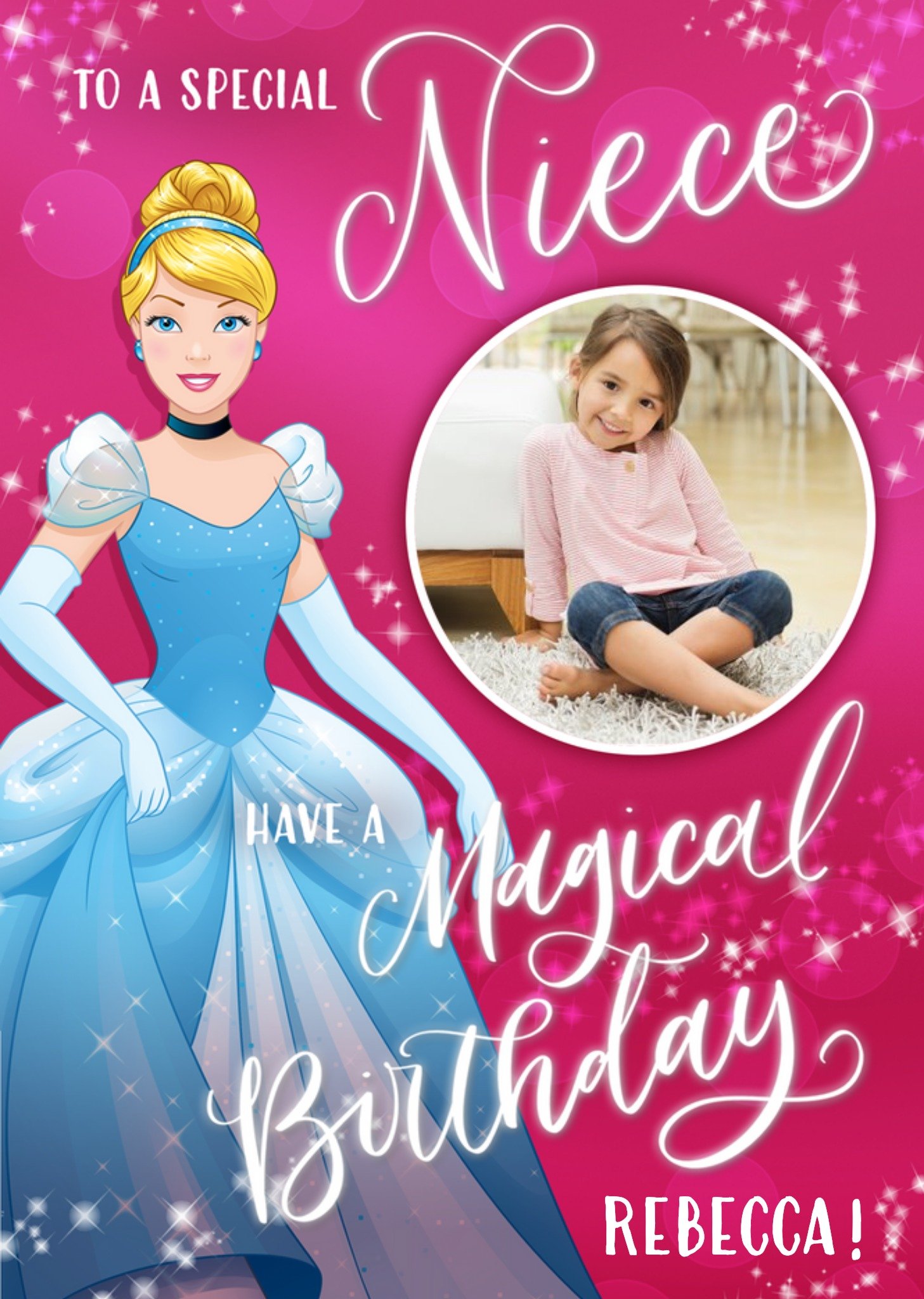 Disney Cinderella Special Niece Birthday Photo Card, Large