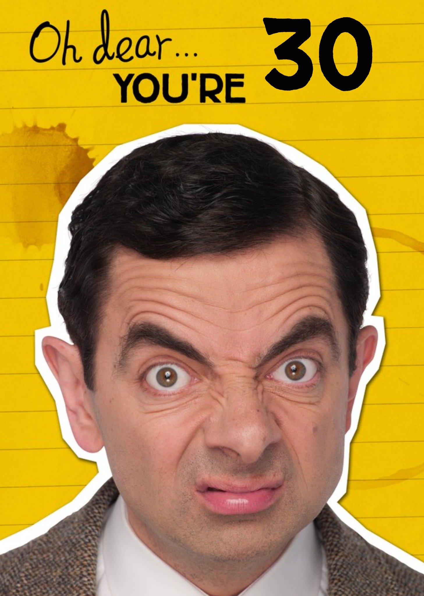 Moonpig Funny Mr Bean Oh Dear You're 30 Birthday Card, Large