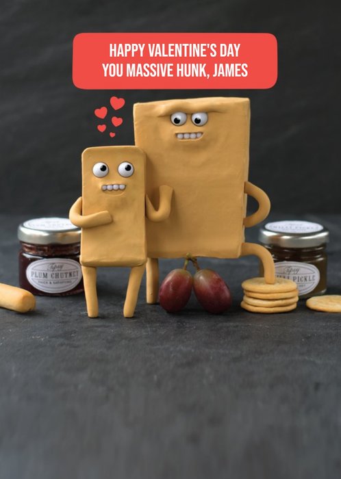 Happy Valentines Day You Massive Hunk Cheese Pun Card
