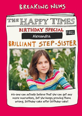Poet And Painter Step Sister Photo Upload Birthday Card