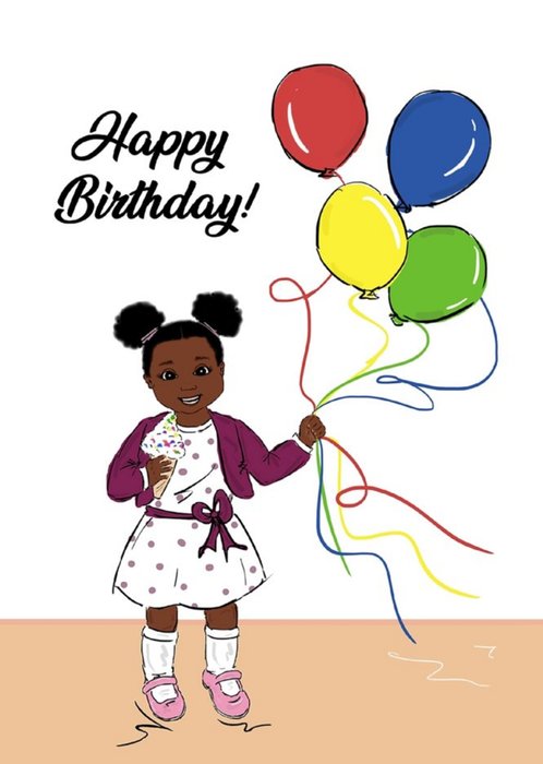 Happy Birthday Child With Balloons Cute Card