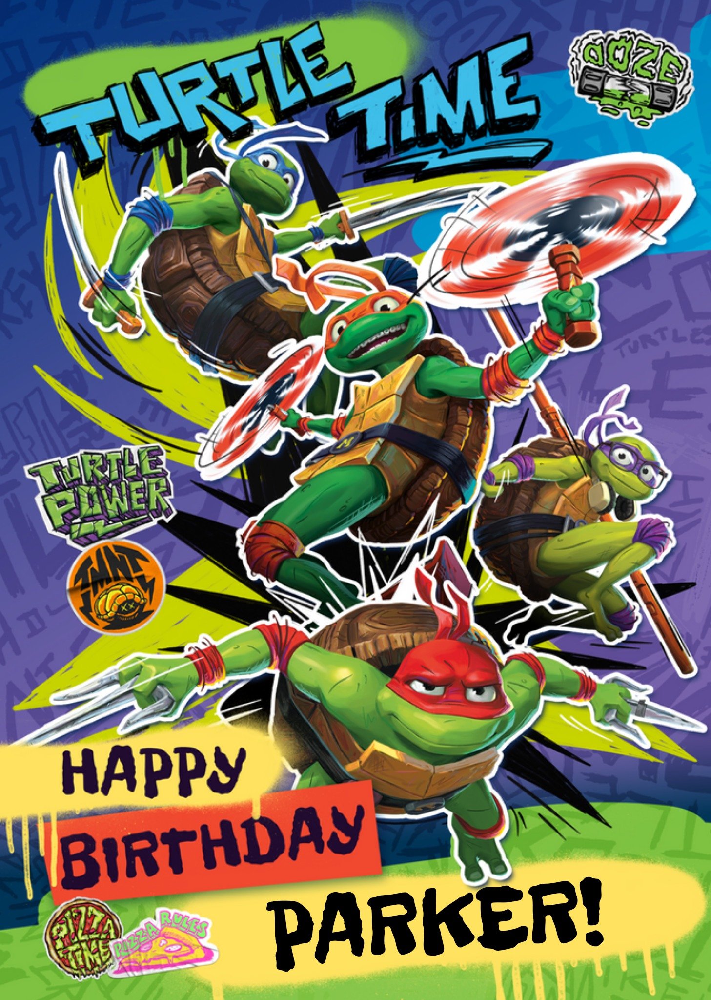 Tmnt Mutant Mayhem Turtle Time Birthday Card Ecard