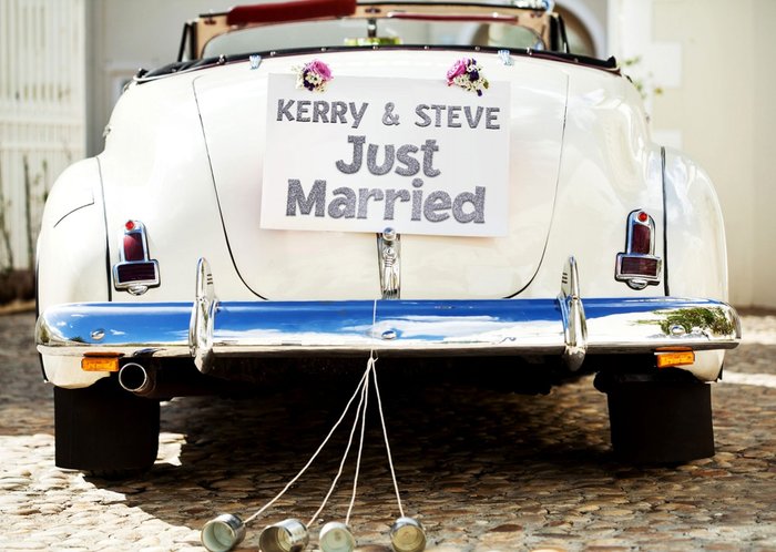 Just Married Car Personalised Text Card