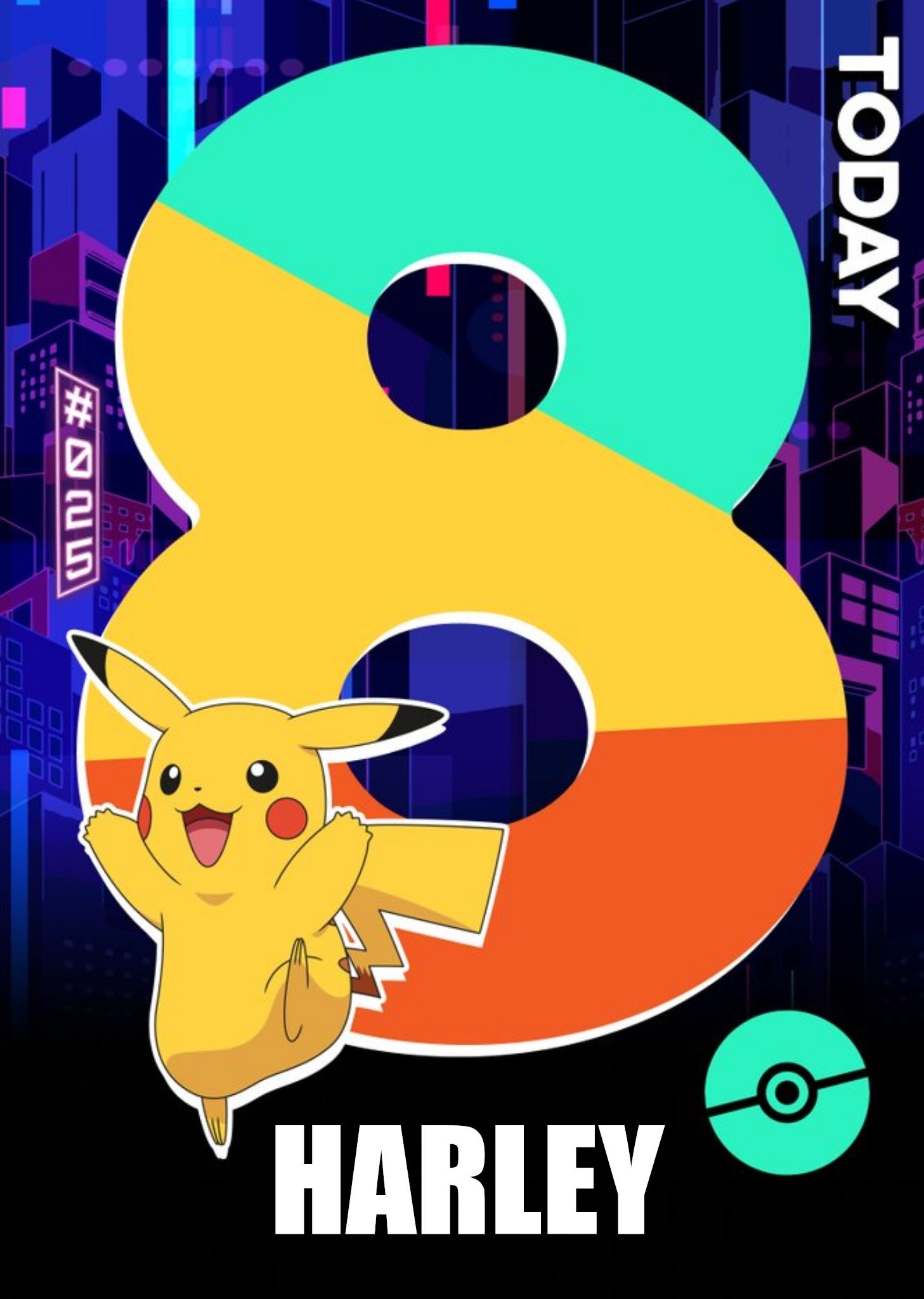 Moonpig Pokemon Pikachu 8 Today Age Birthday Card, Large