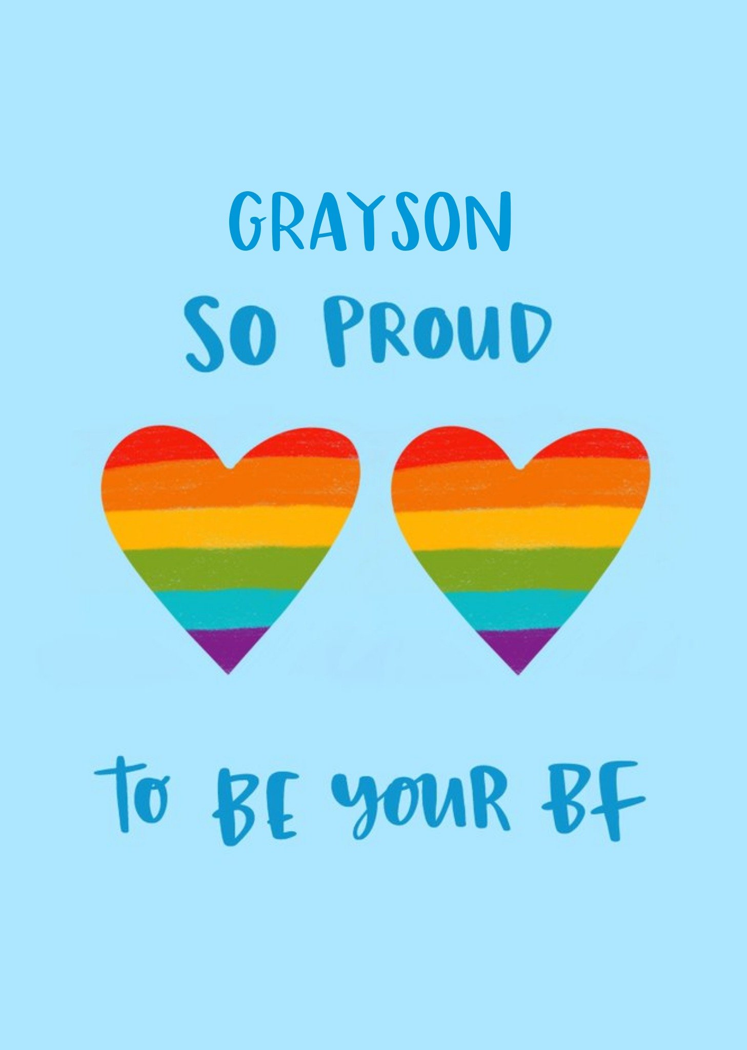 Moonpig Pride Rainbow Love Hearts LGBTQ So Proud To Be Your Bf Valentines Day Card Ecard