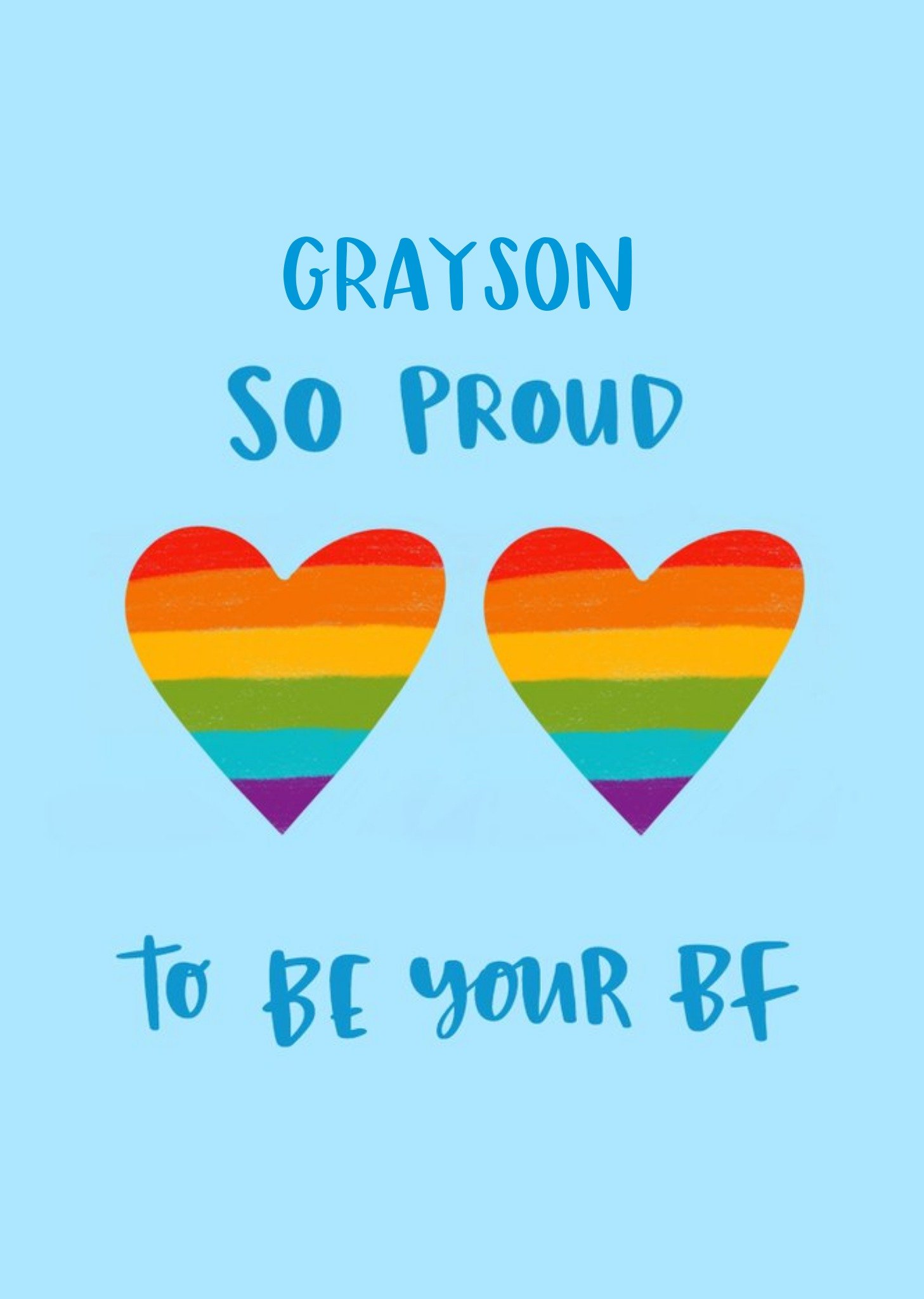 Pride Rainbow Love Hearts LGBTQ So Proud To Be Your Bf Valentines Day Card