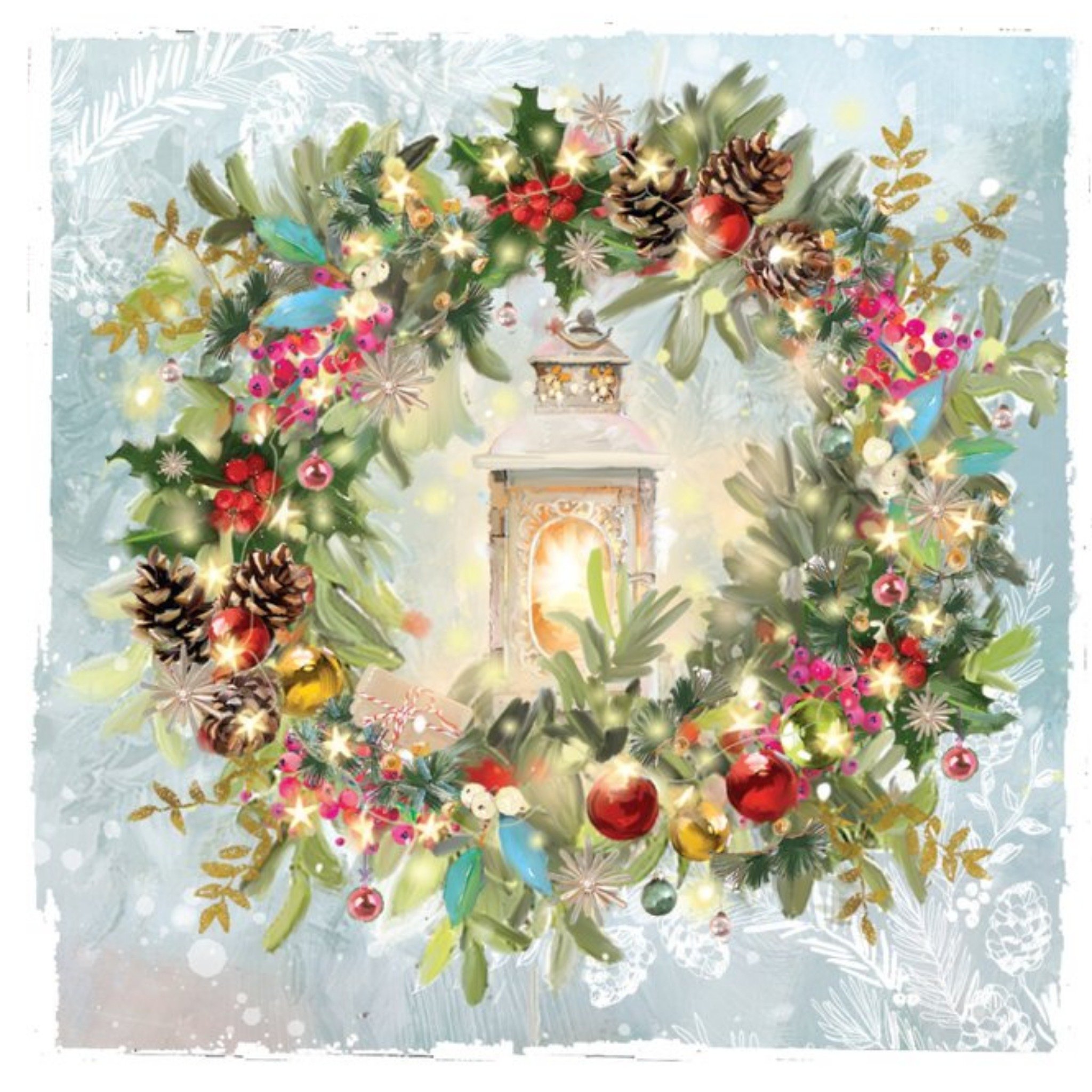 Ling Design Wreath And Lantern Christmas Card, Square