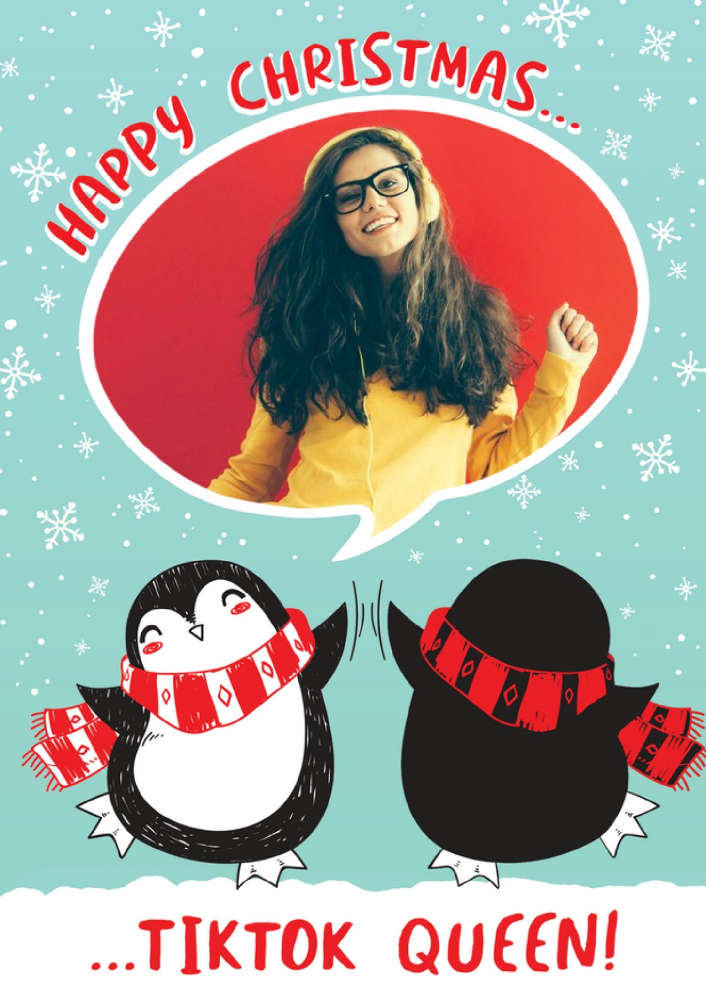 Other Happy Christmas Queen Penguin Photo Upload Card