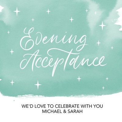 Modern Typographic Evening Acceptance Wedding Card