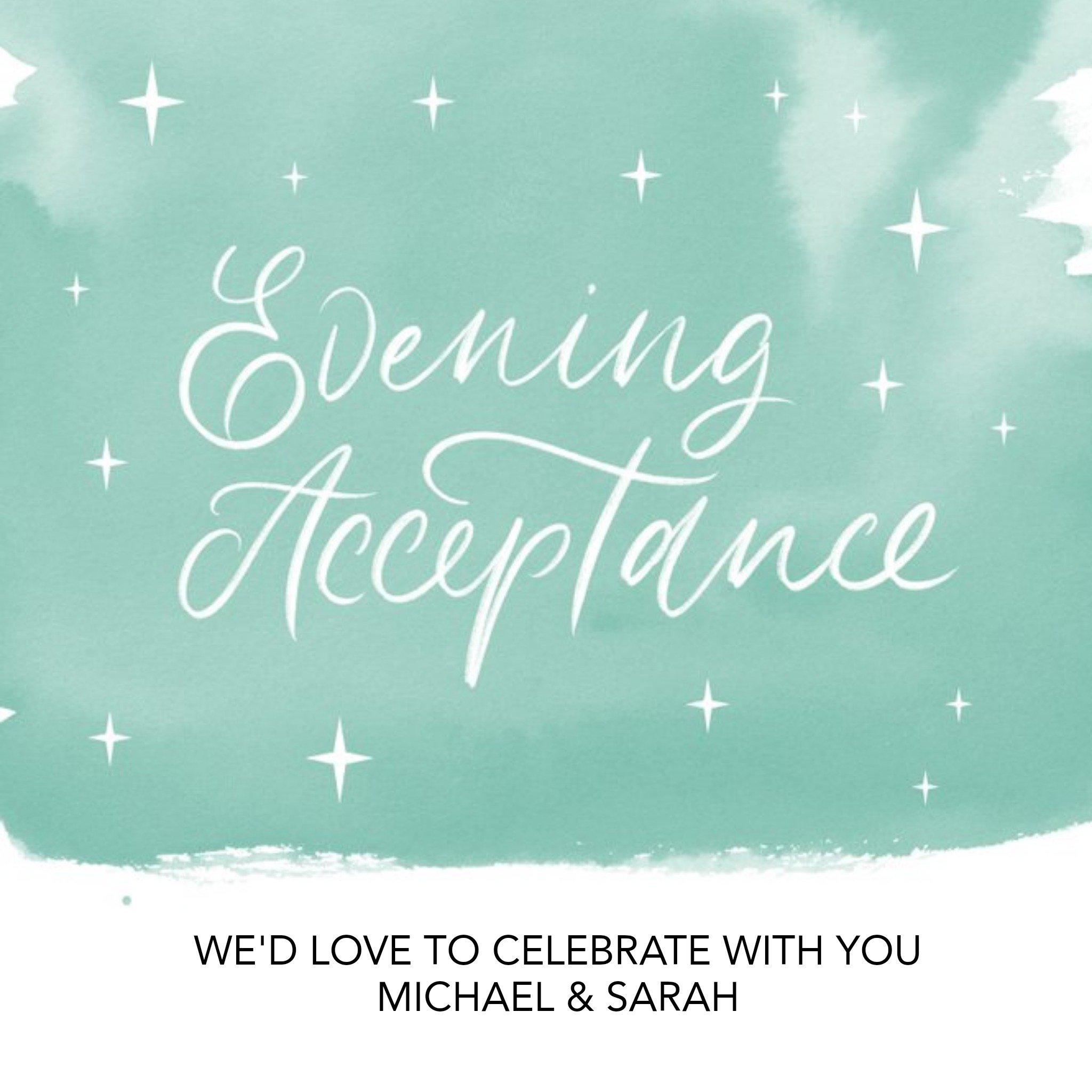 Moonpig Modern Typographic Evening Acceptance Wedding Card, Square