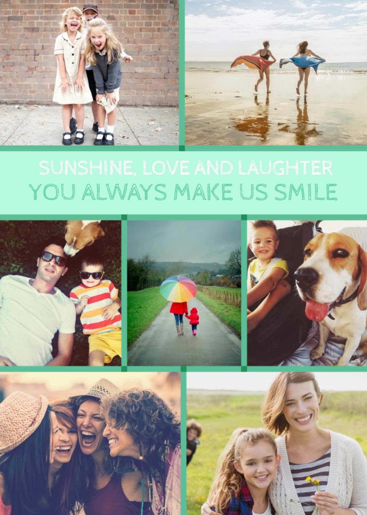 Bright Green Banner Multi-Photo And Personalised Text Card Ecard