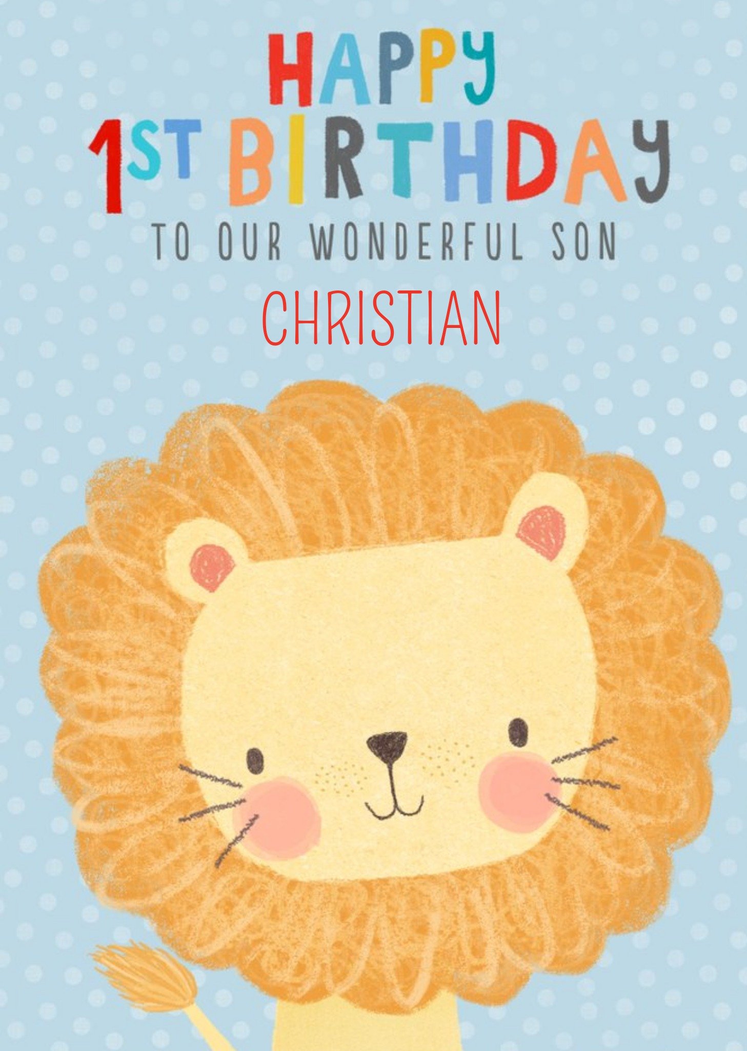 Moonpig Cute Lion Illustrative Son 1st Birthday Card Ecard