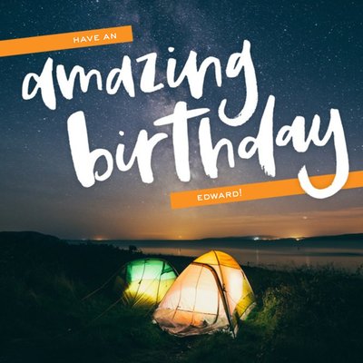 Camping On The Water Have An Amazing Birthday Personalised Card