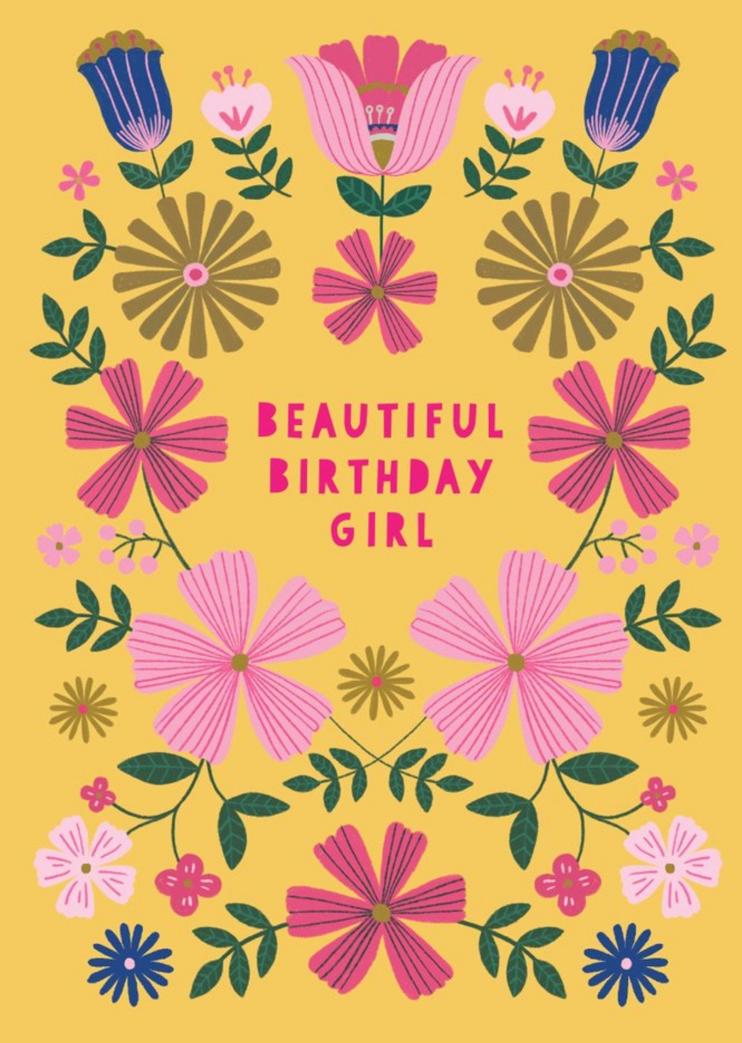 Moonpig Beautiful Birthday Girl Floral Card, Large