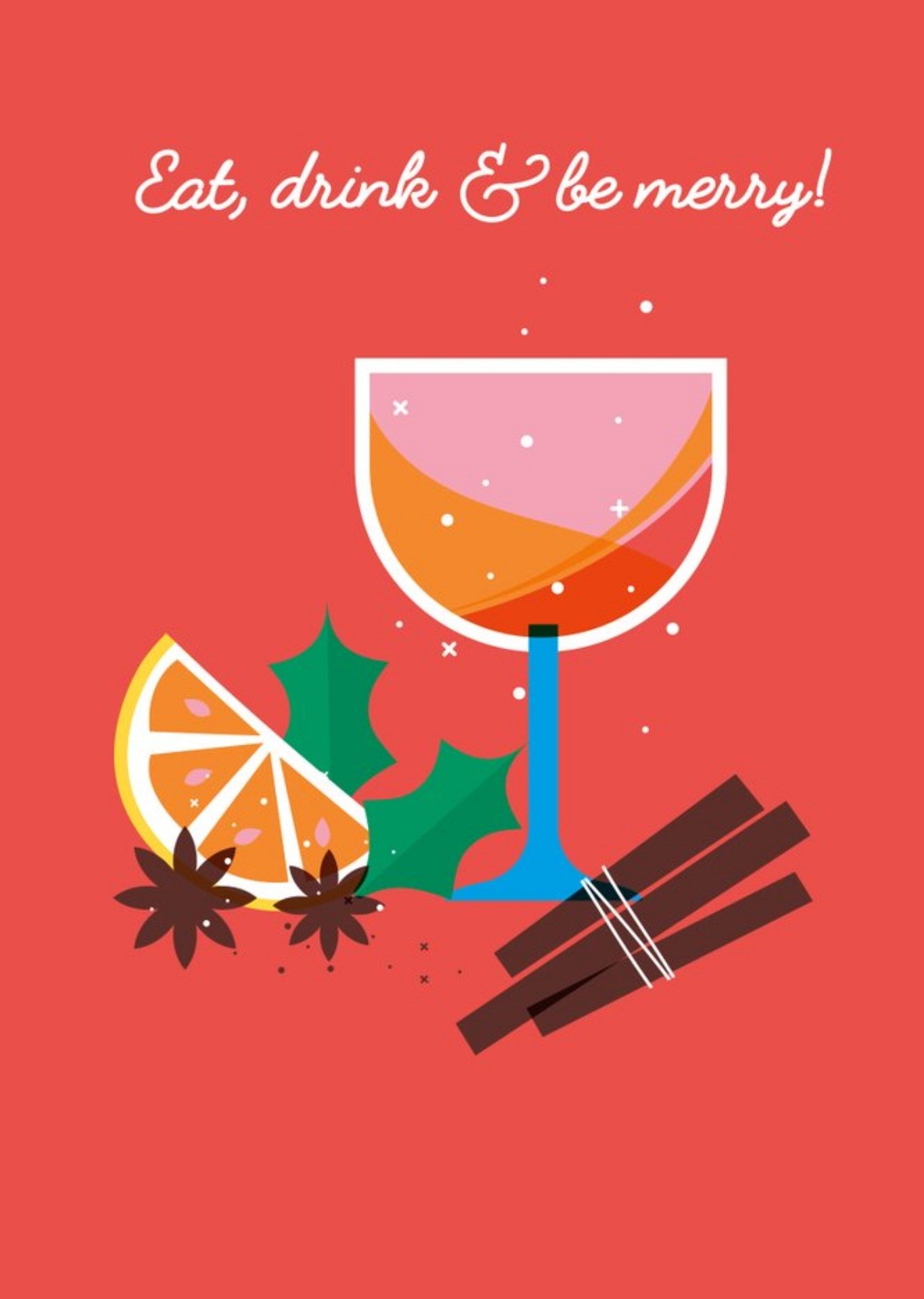 Eat Drink And Be Merry Christmas Drink Illustration Card