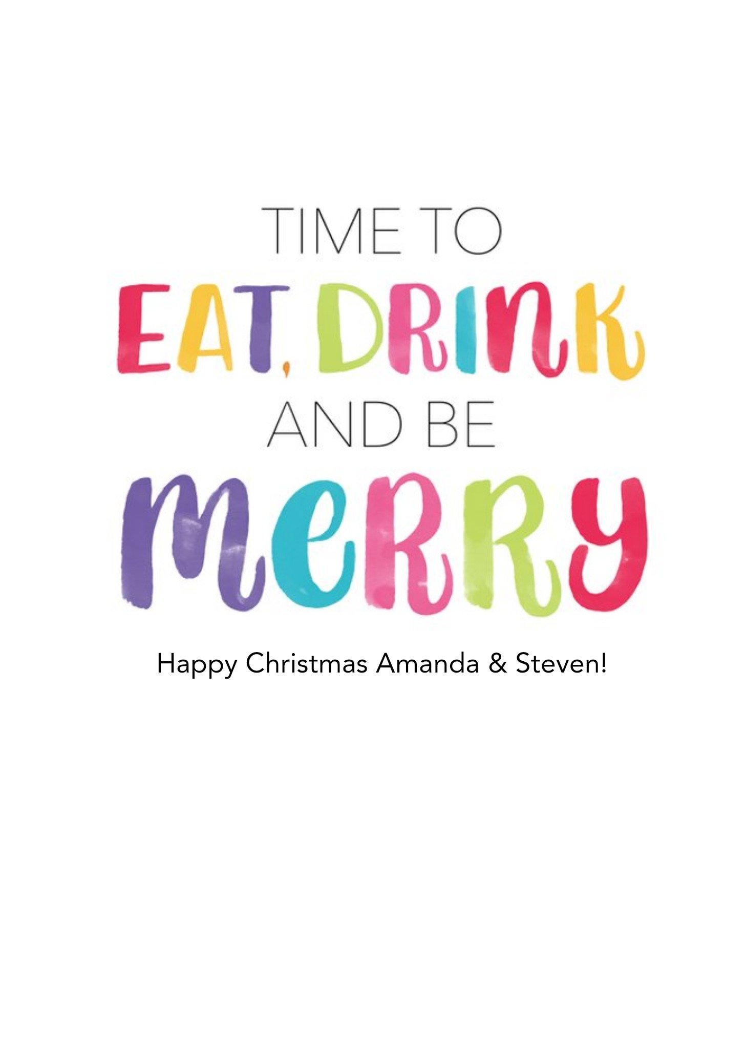 Eat, Drink And Be Merry Personalised Christmas Card Ecard