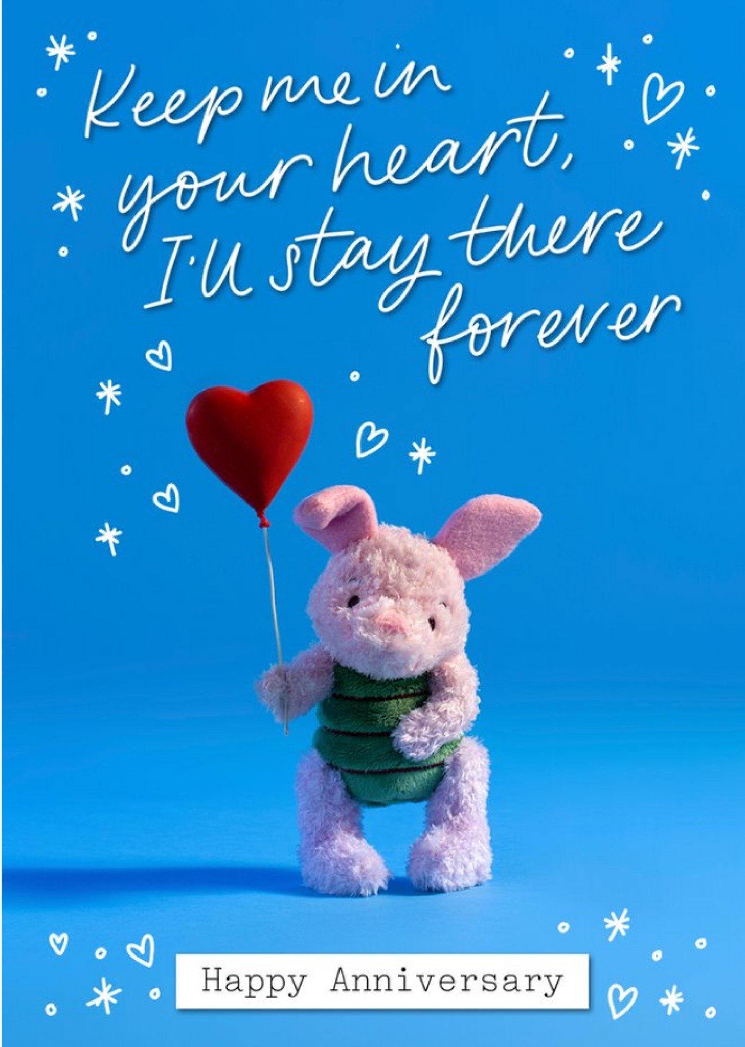 Winnie The Pooh Cute Disney Plush Piglet Keep Me In Your Heart Anniversary Card, Large