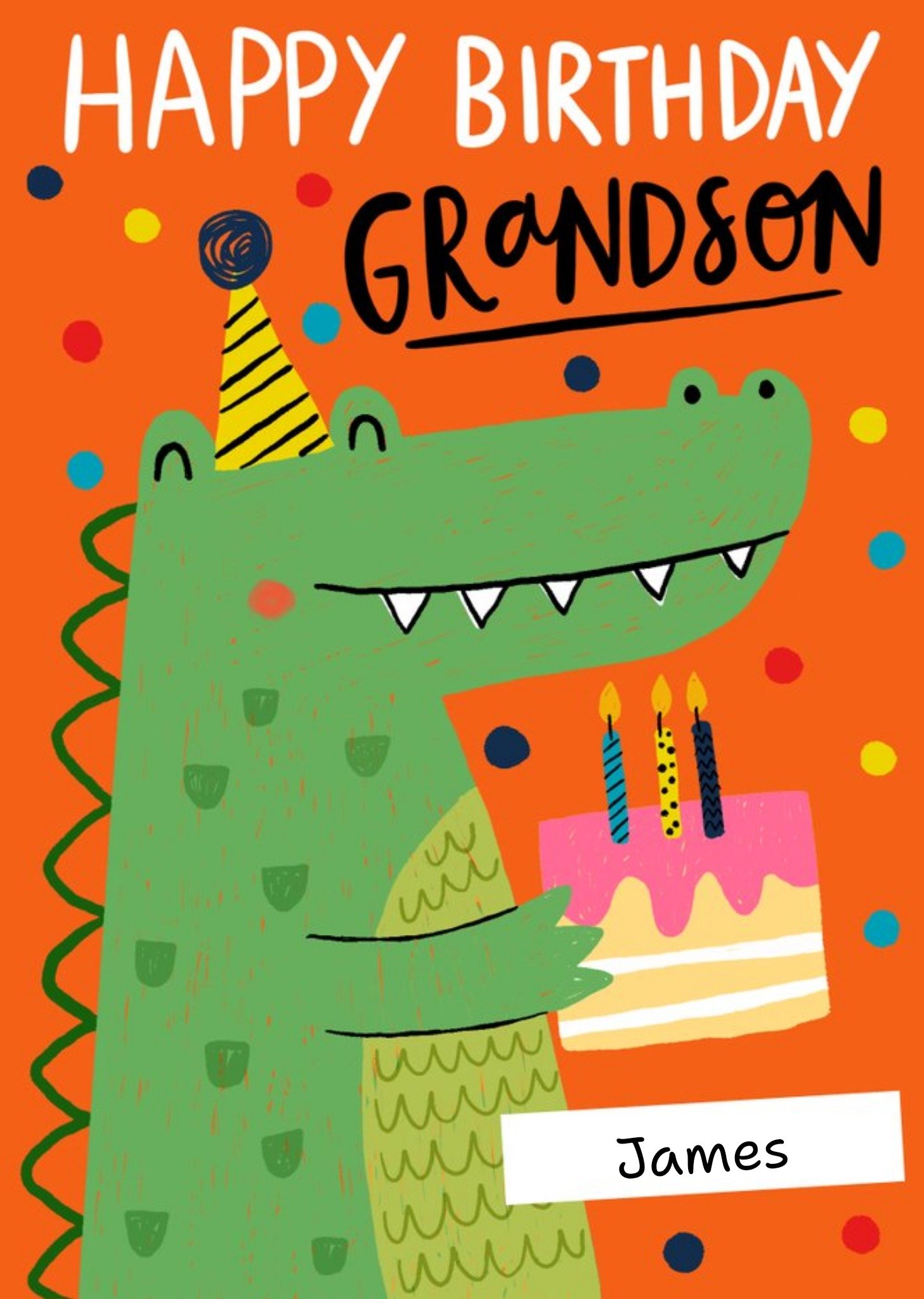 Happy Birthday Grandson Quirky Crocodile Birthday Cake Card Ecard