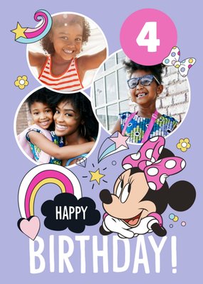 Disney Minnie Mouse Happy 4th Birthday Photo Upload Card
