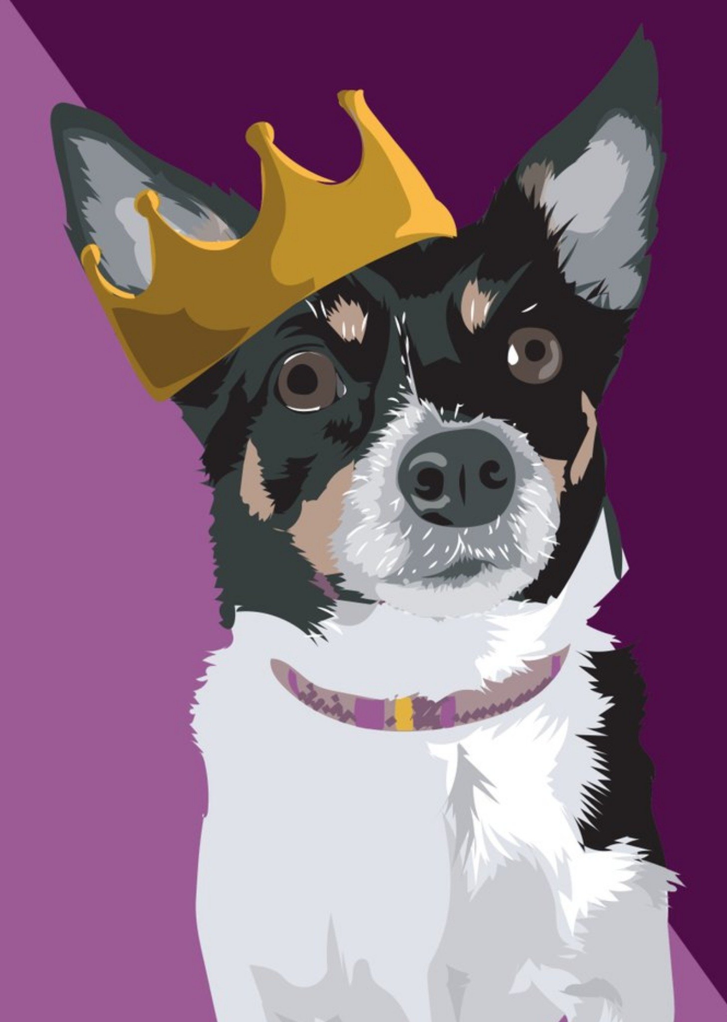 Illustrated Crown King Chihuahua Dog Card Ecard