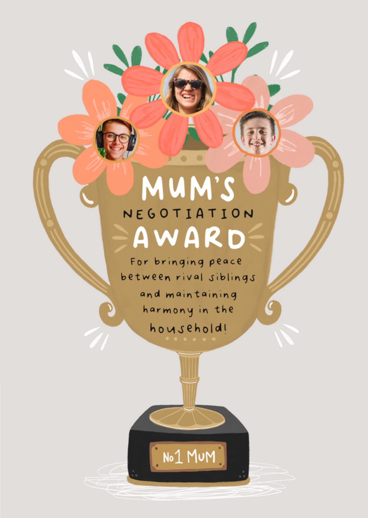 Moonpig Mum's Negotiation Award Photo Upload Card Ecard