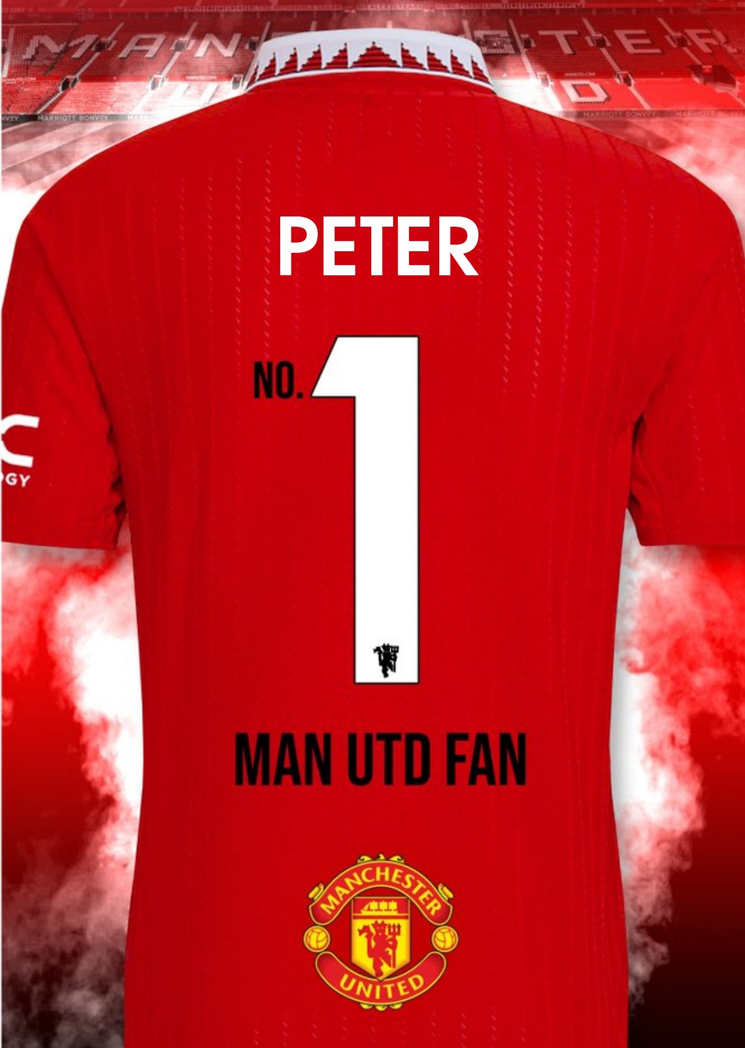 Moonpig Manchester United Personalise T-Shirt No 1 Fan Card Ecard