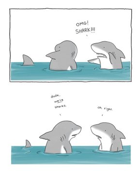 Modern Funny Illustration OMG Shark Card