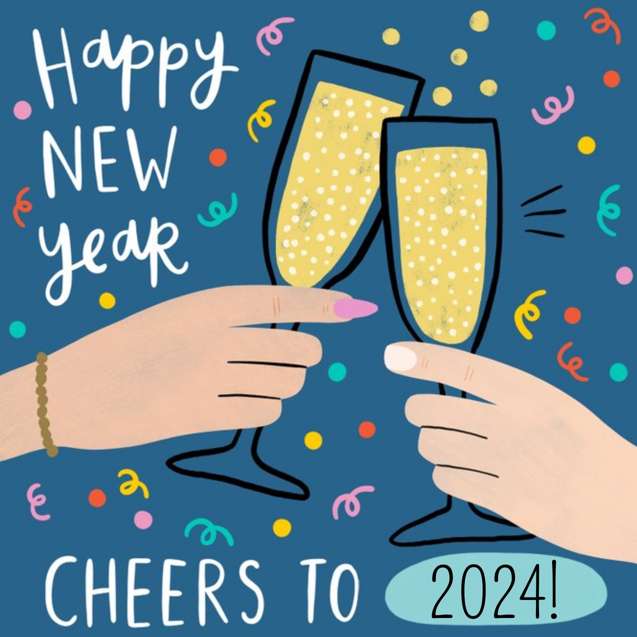Moonpig Illustration Of A Celebratory Toast Happy New Year Card, Square