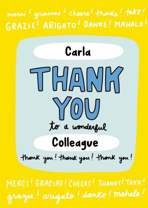 Vibrant Yellow Border Personalised Thank You Card