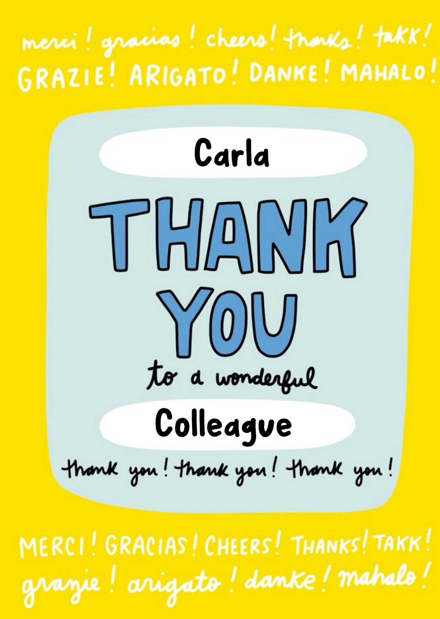 Vibrant Yellow Border Personalised Thank You Card Ecard