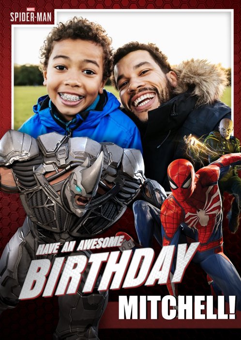 Marvel Spiderman Gamerverse Photo Upload Birthday Card