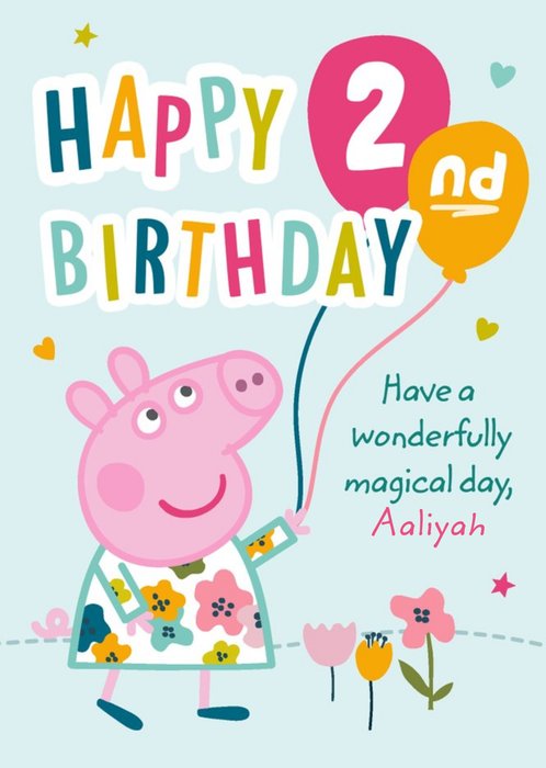 Peppa Pig Second Birthday Card