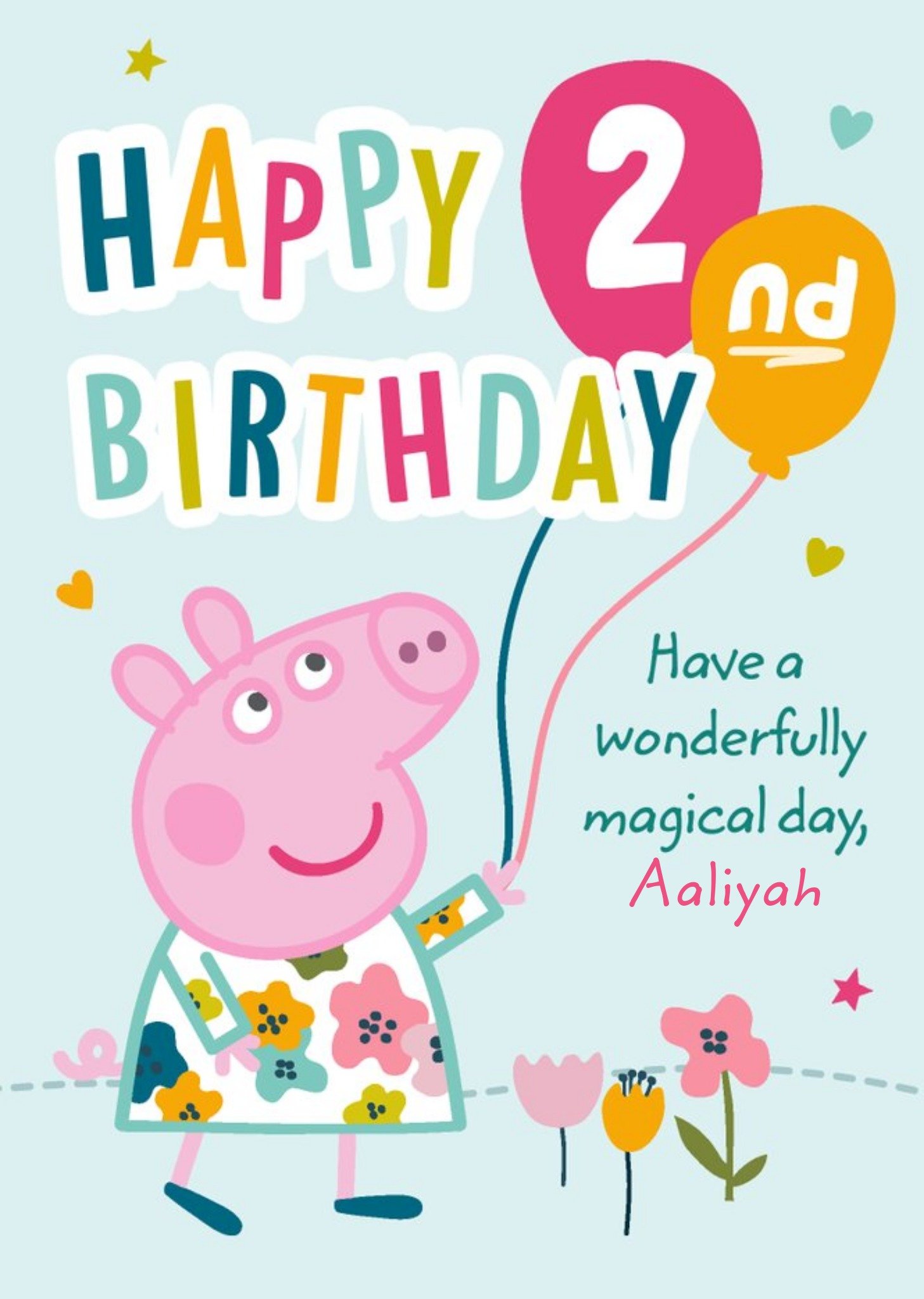 Peppa Pig Second Birthday Card, Large