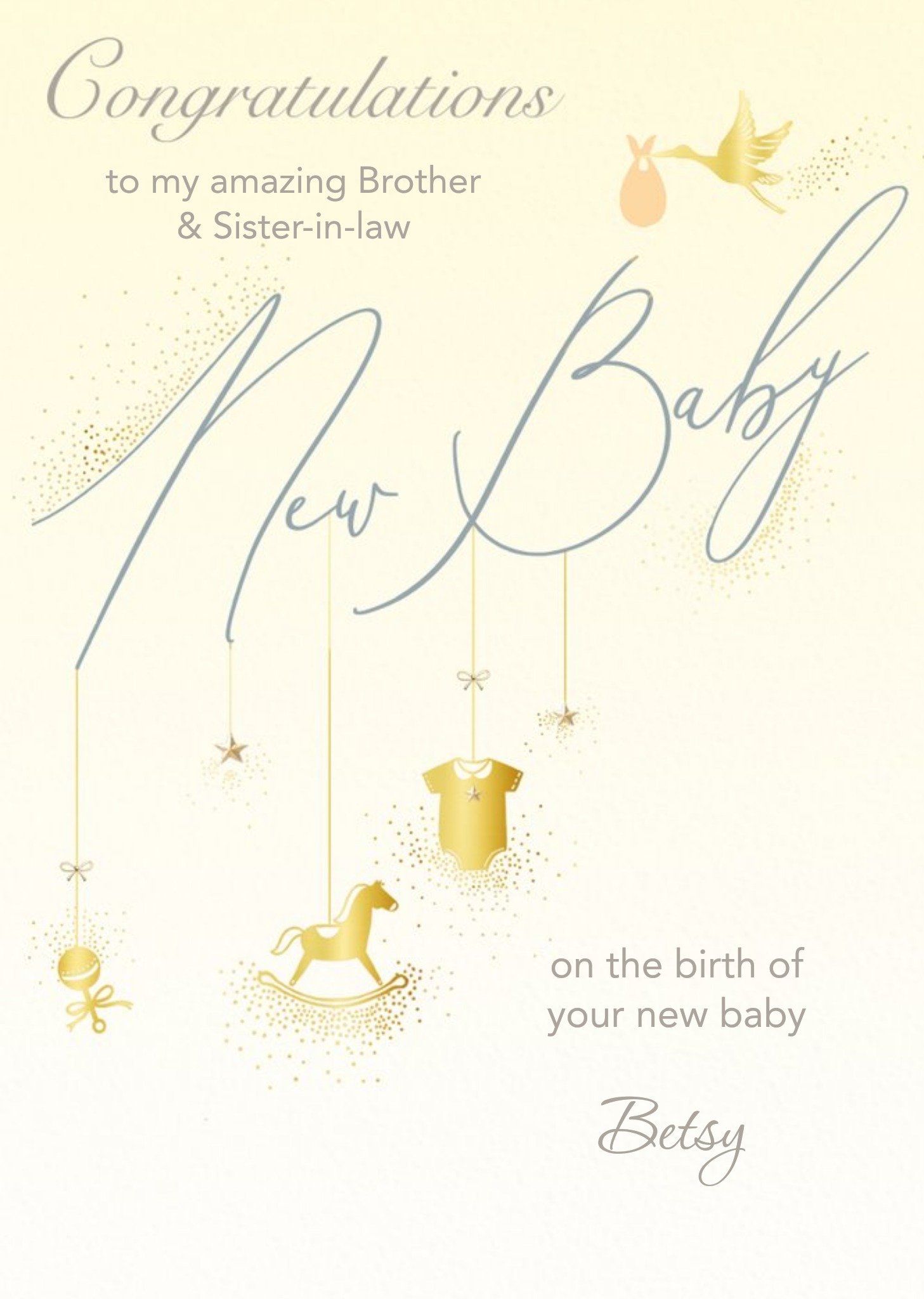 Illustrated Mobile Customisable New Baby Card Ecard