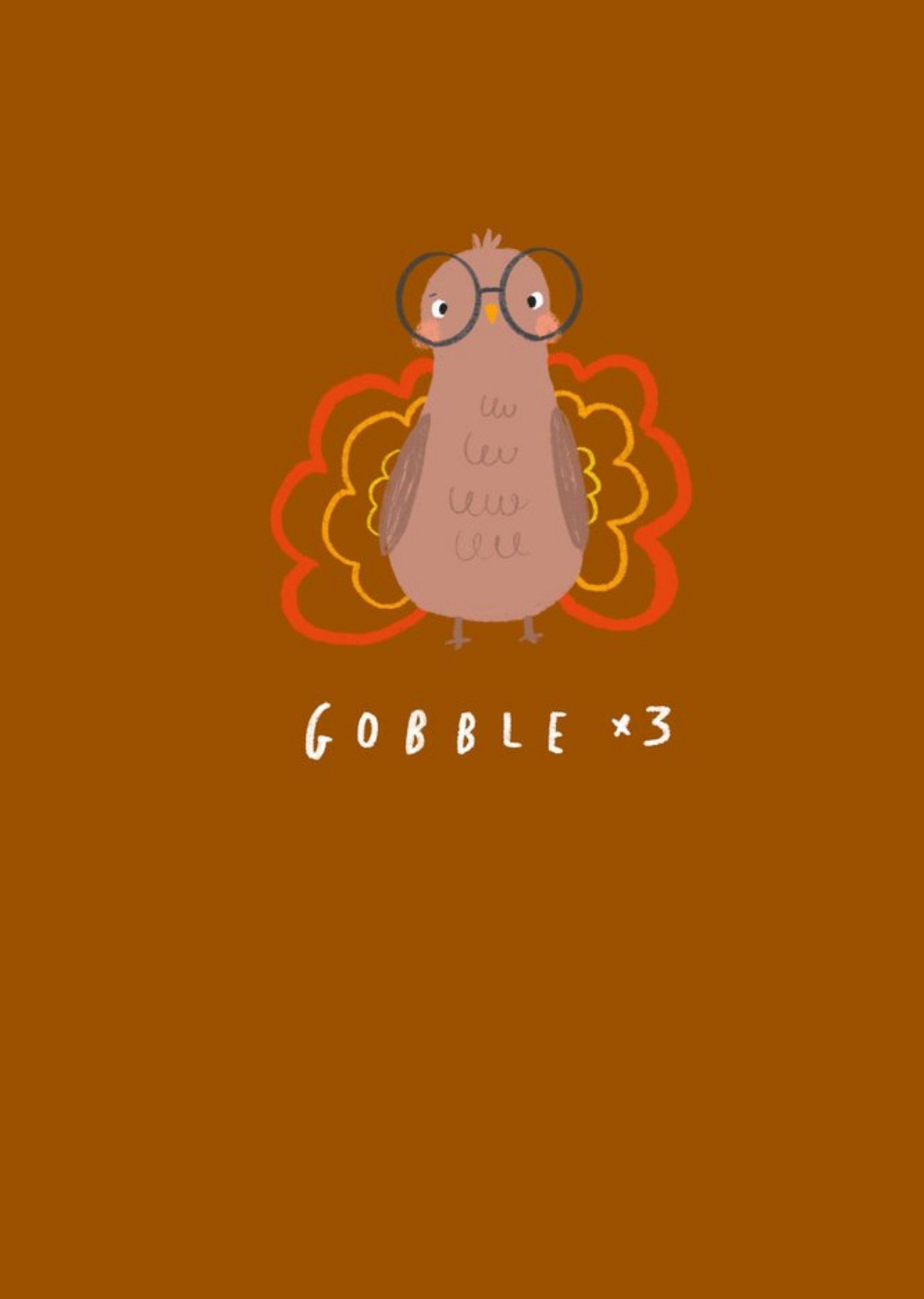 Moonpig Illustration Of A Turkey On A Brown Background Thanksgiving Card, Large