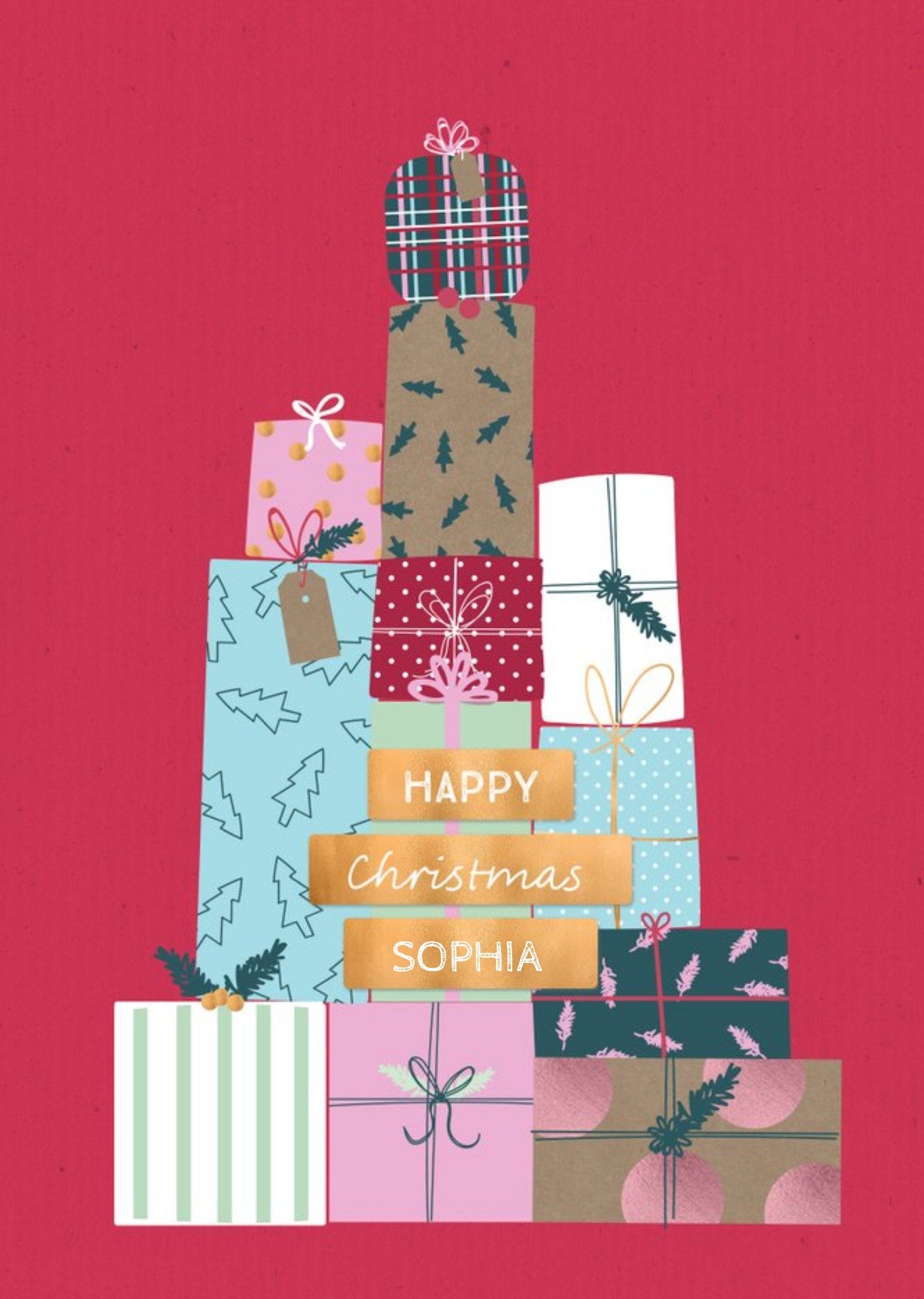 Modern Christmas Card With Presents Ecard