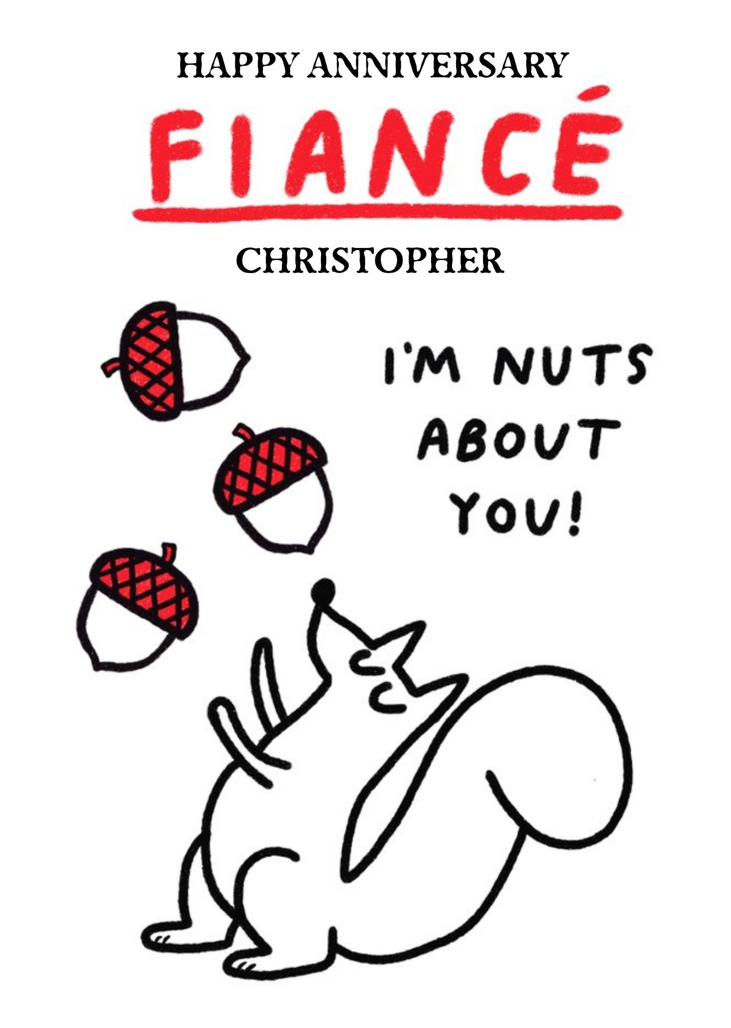 Moonpig Humorous Squirrel And Acorns Editable Fiance Anniversary Card Ecard