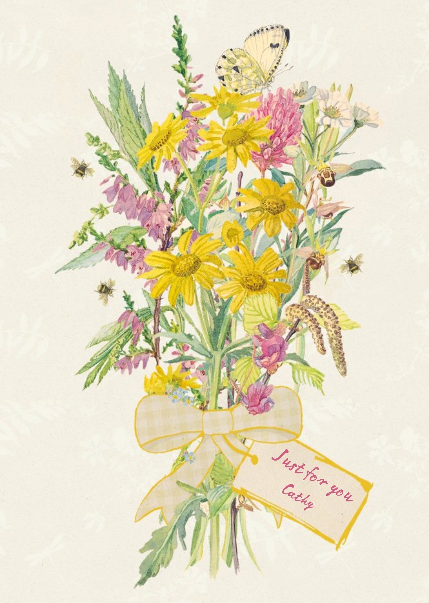 Edwardian Lady Bunches Of Flowers Just For You Personalised Card Ecard