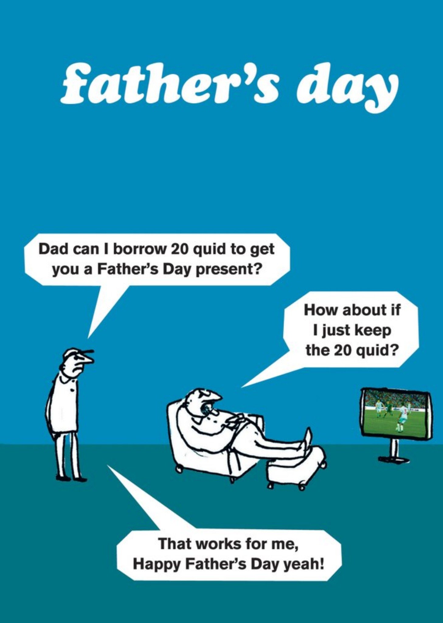 Funny Illustration Of Dad And Son Father's Day Card Ecard