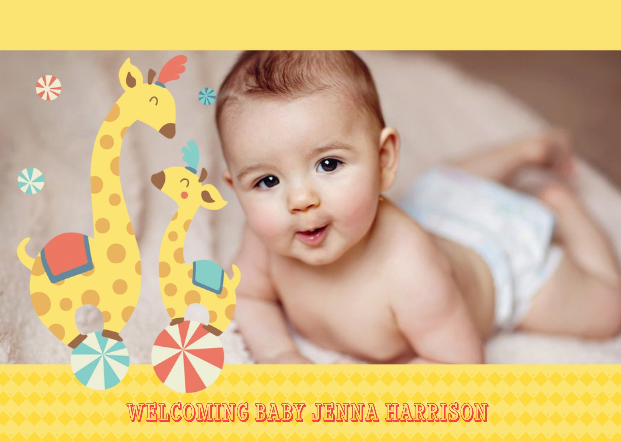 Moonpig Circus Giraffes New Baby Photo Card Ecard