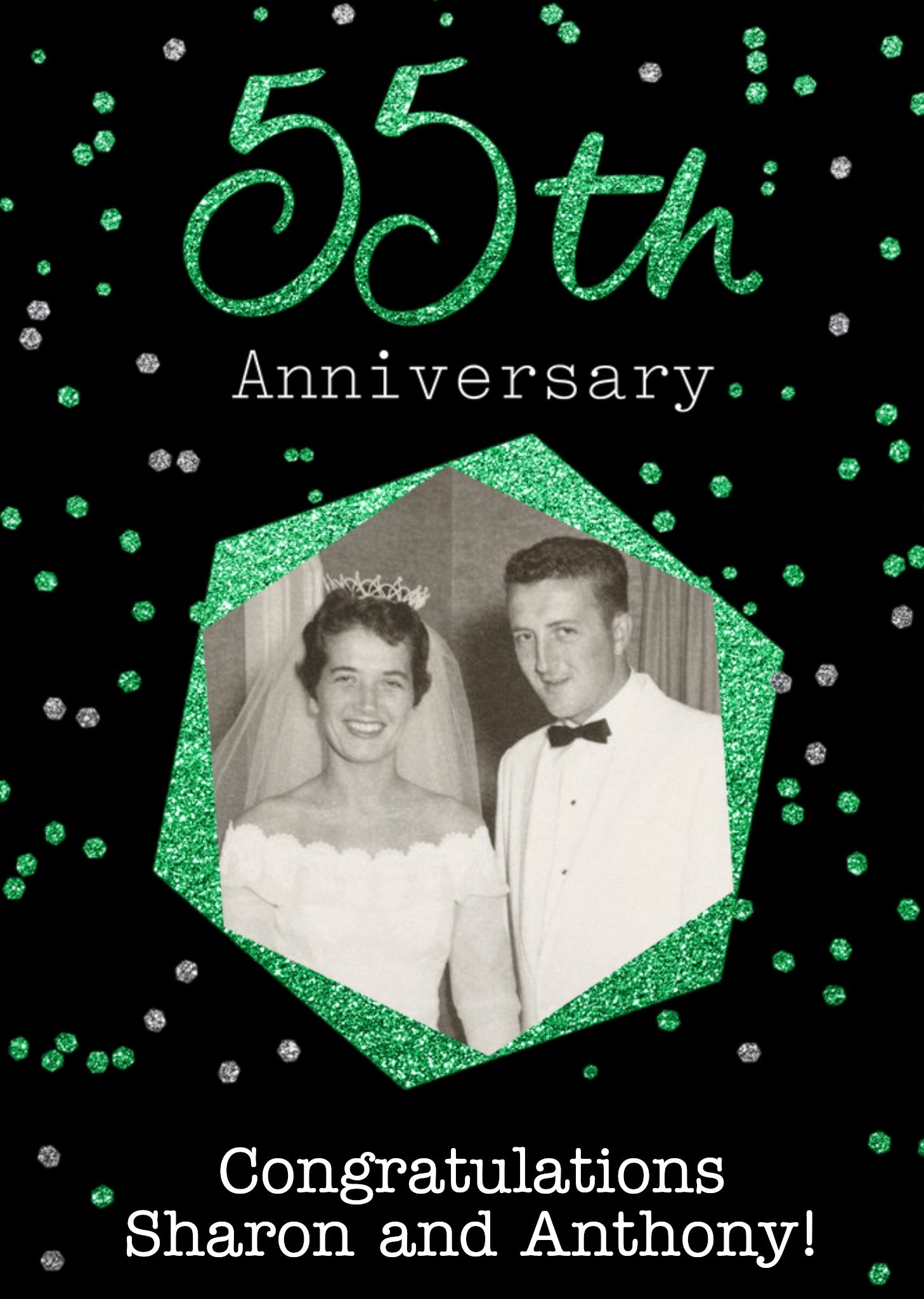 Metallic Glitter Fifty Fifth Anniversary Arty Modern Adult Card