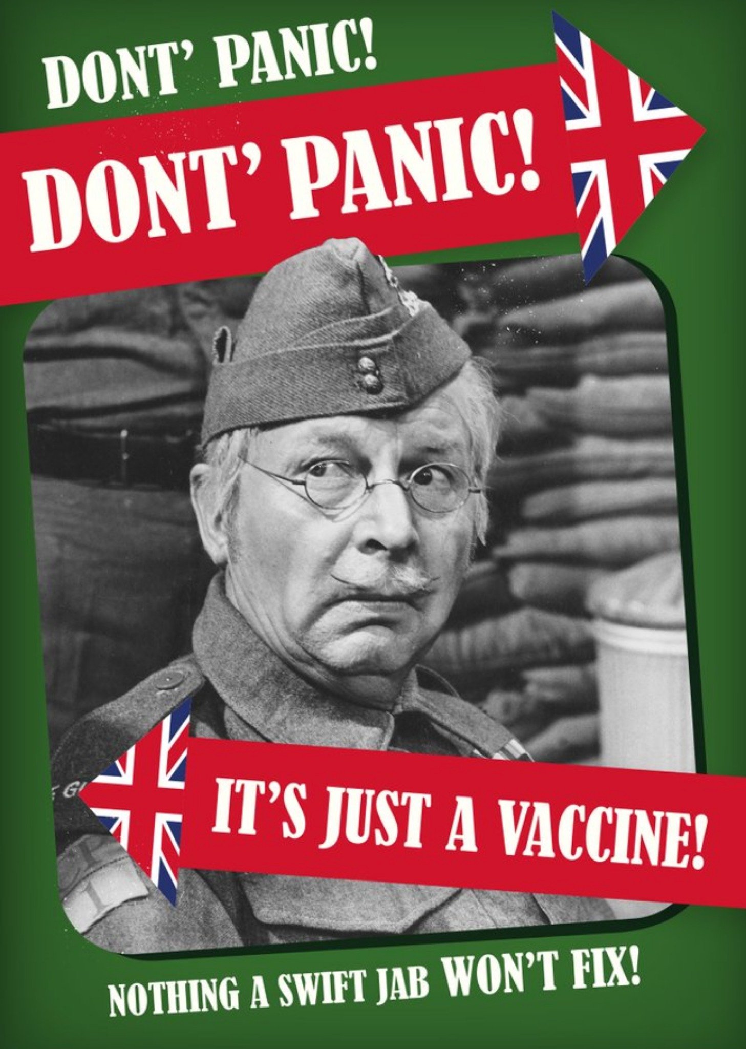 Retro Humour Dad's Army Don't Panic It's Just A Vaccine Birthday Card Ecard