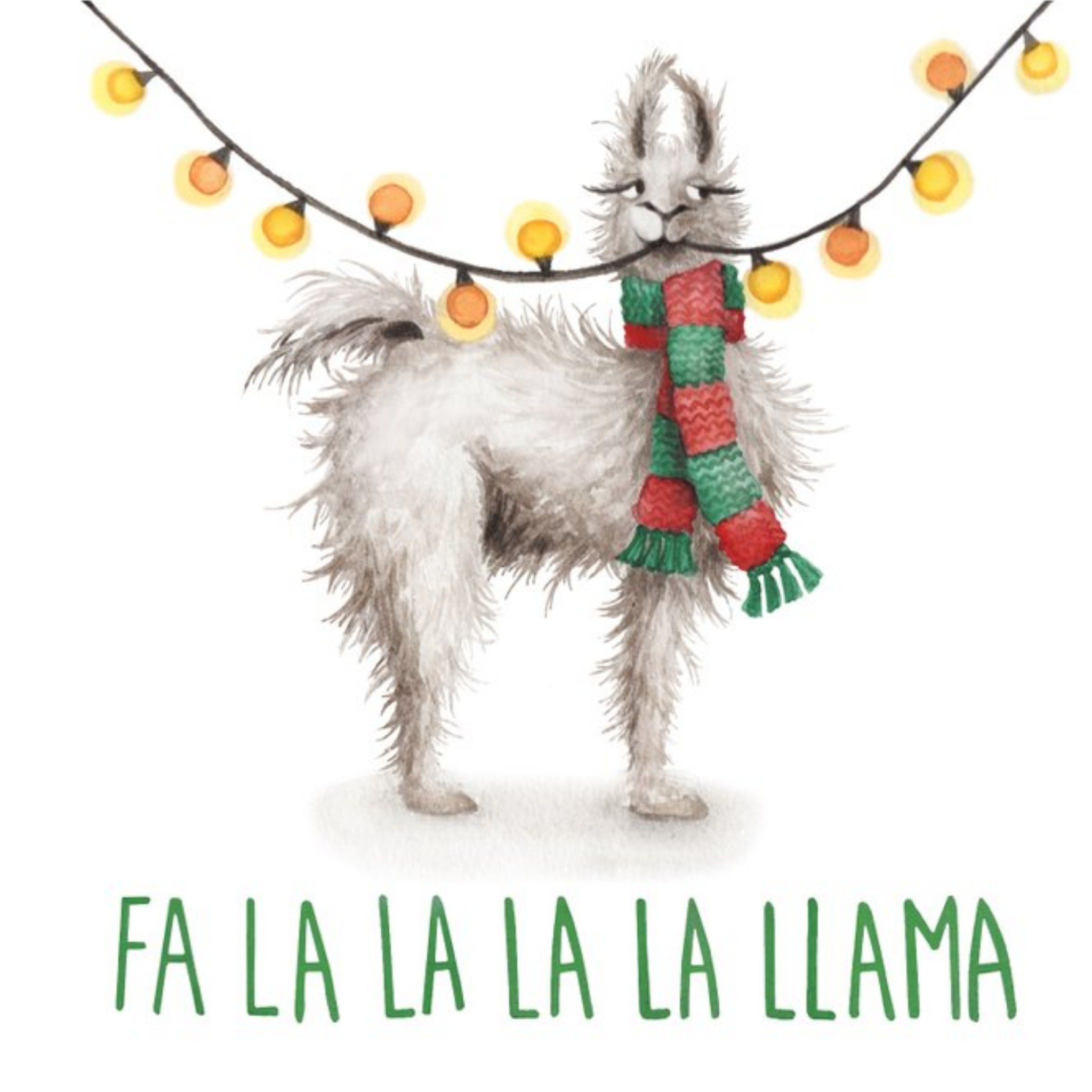 Fa La La La Llama Pun Christmas Card, Square