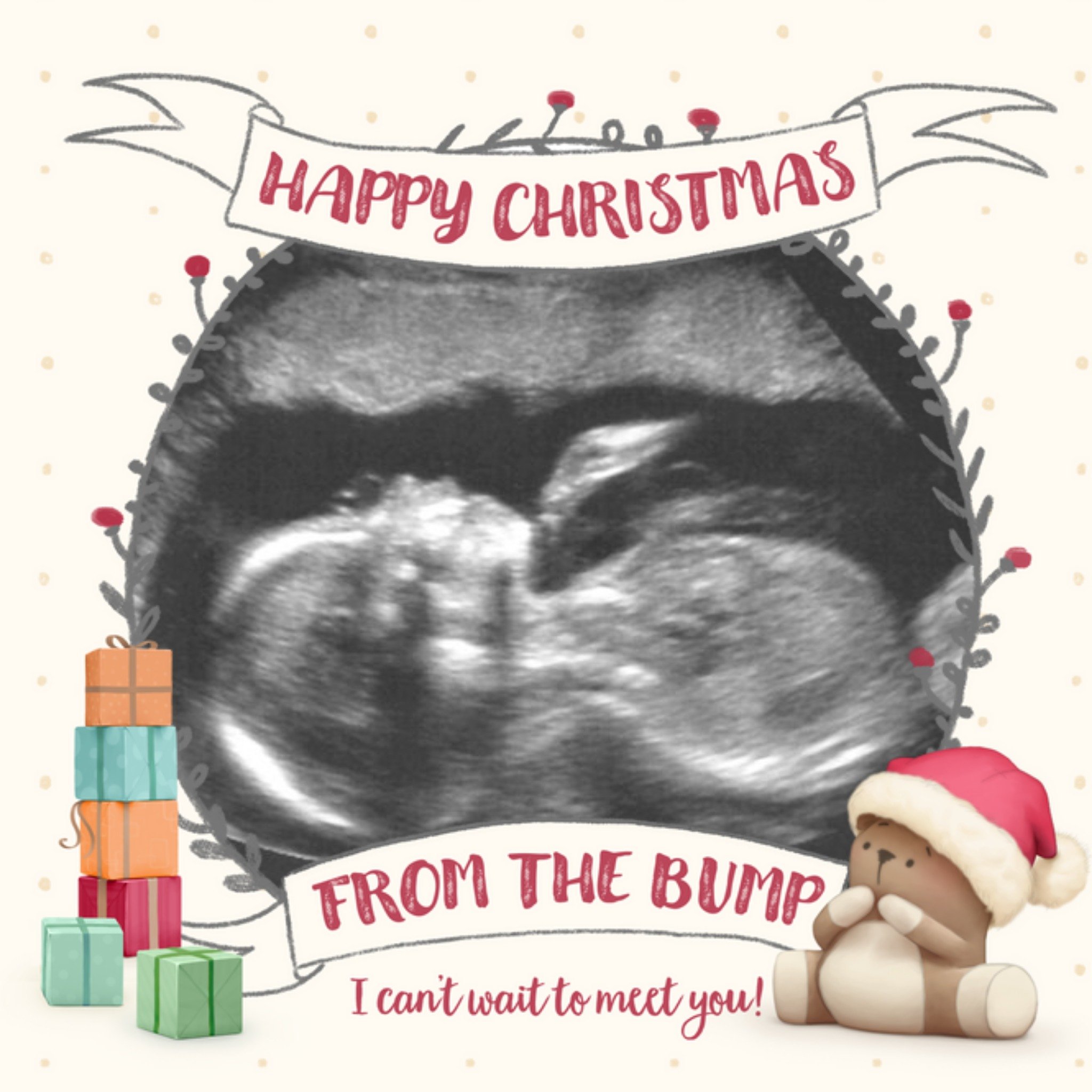 Christmas Card - From The Bump - Photo Upload - Cute - Dud, Square