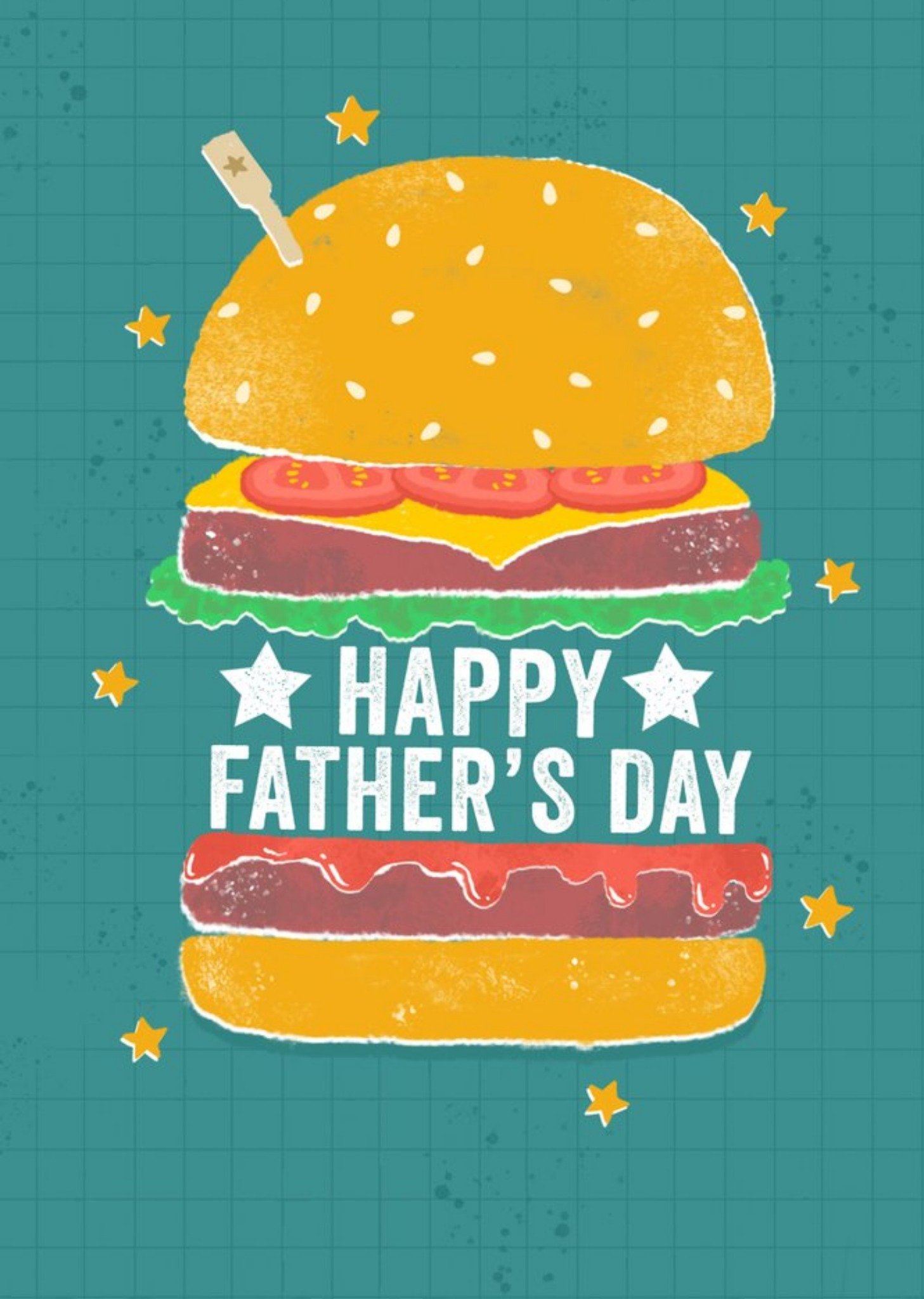 Moonpig Illustrated Burger Happy Father's Day Card Ecard