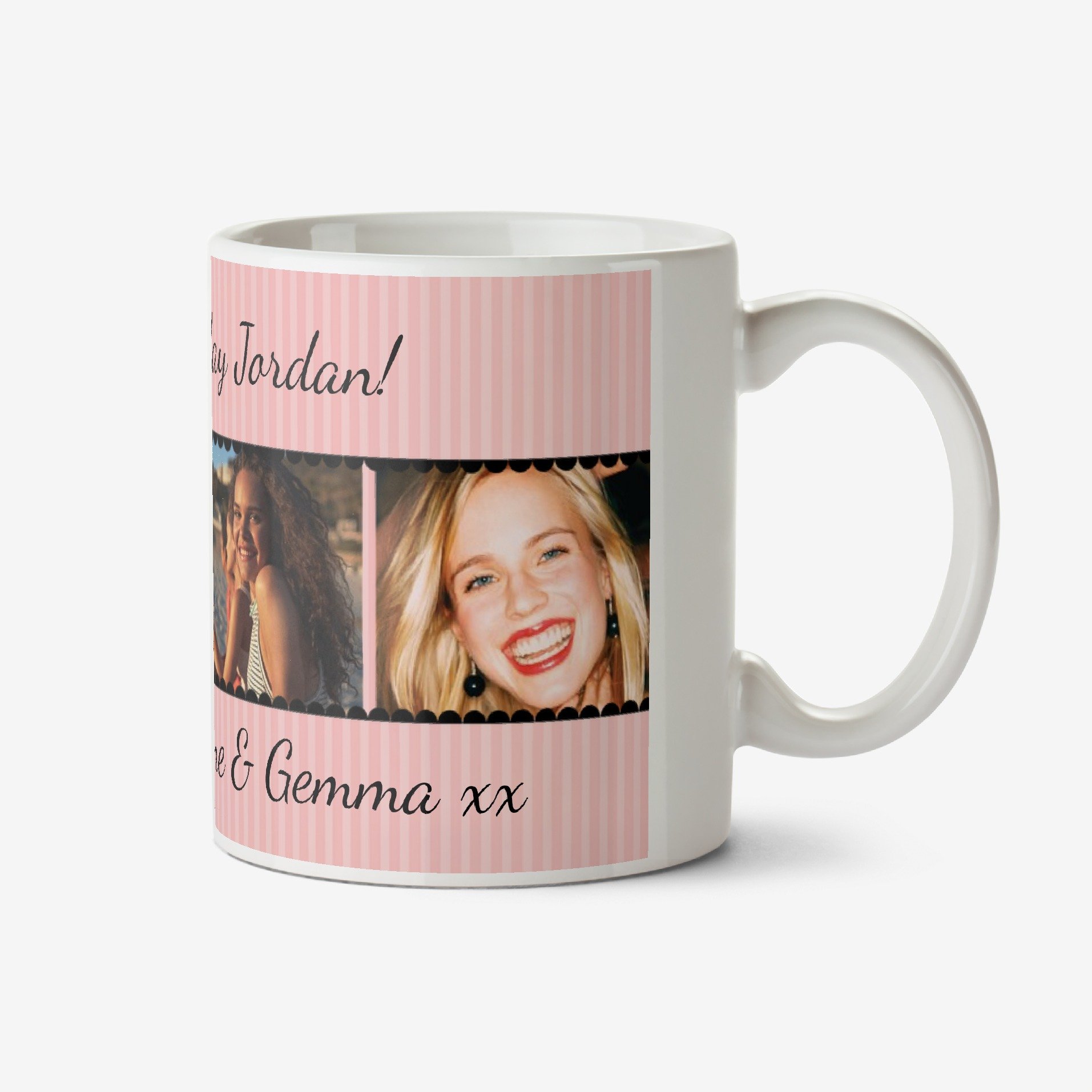 Pink Striped Photo Strip Personalised Mug Ceramic Mug